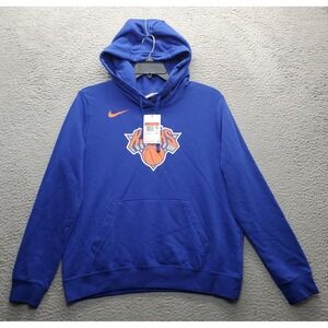 NBA New York Knicks Nike Hoodie Basketball Womens Large Blue Ribbed Hem & Cuff